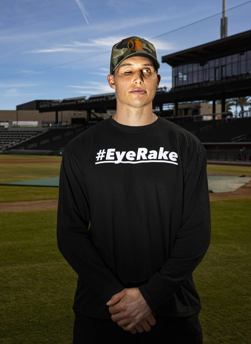 San Francisco Giants' Drew Robinson poses for a portrait after batting practice at the Las Vega ...