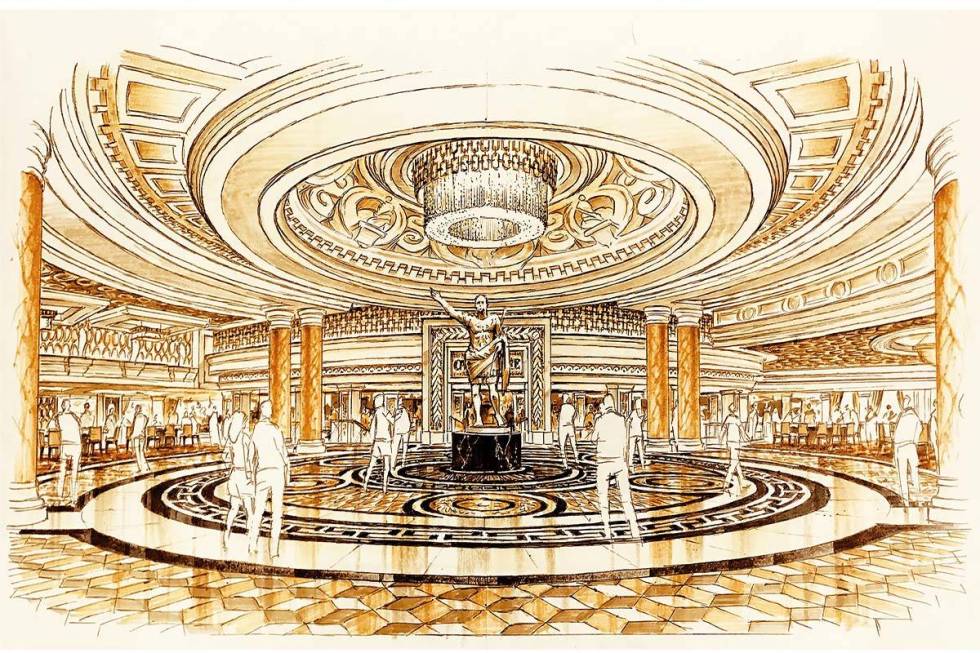 A rendering of the renovated entrance at Caesars Palace. (Allard & Conversano Design)