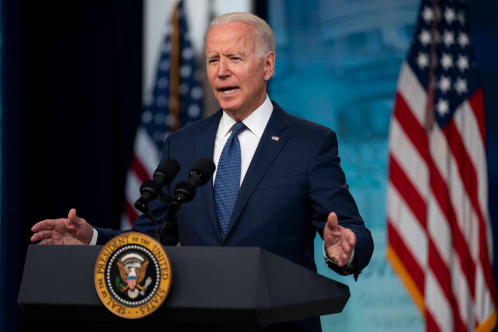President Joe Biden speaks about the COVID-19 vaccination program during an event in the South ...