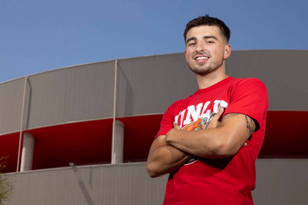 UNLV point guard Jordan McCabe poses for a portrait outside of the Thomas & Mack Center in Las ...