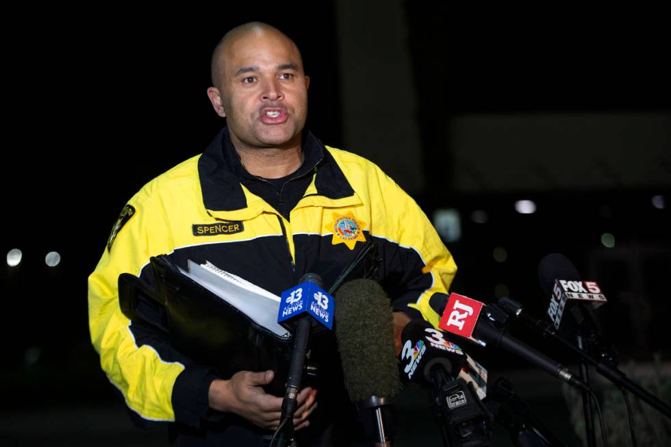 Homicide Lt. Ray Spencer gives a briefing to the press about a homicide at the Wynn Employee Pa ...