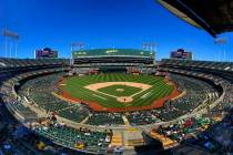 The Oakland A's battle the Texas Rangers at the RingCentral Coliseum on Thursday, July 1, 2021, ...