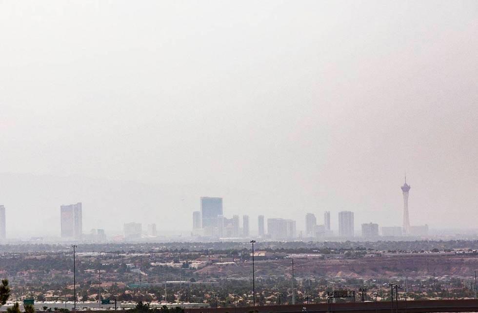The Strip seen from Henderson on Sunday, July 11, 2021. Excessive heat continues to hit the Las ...