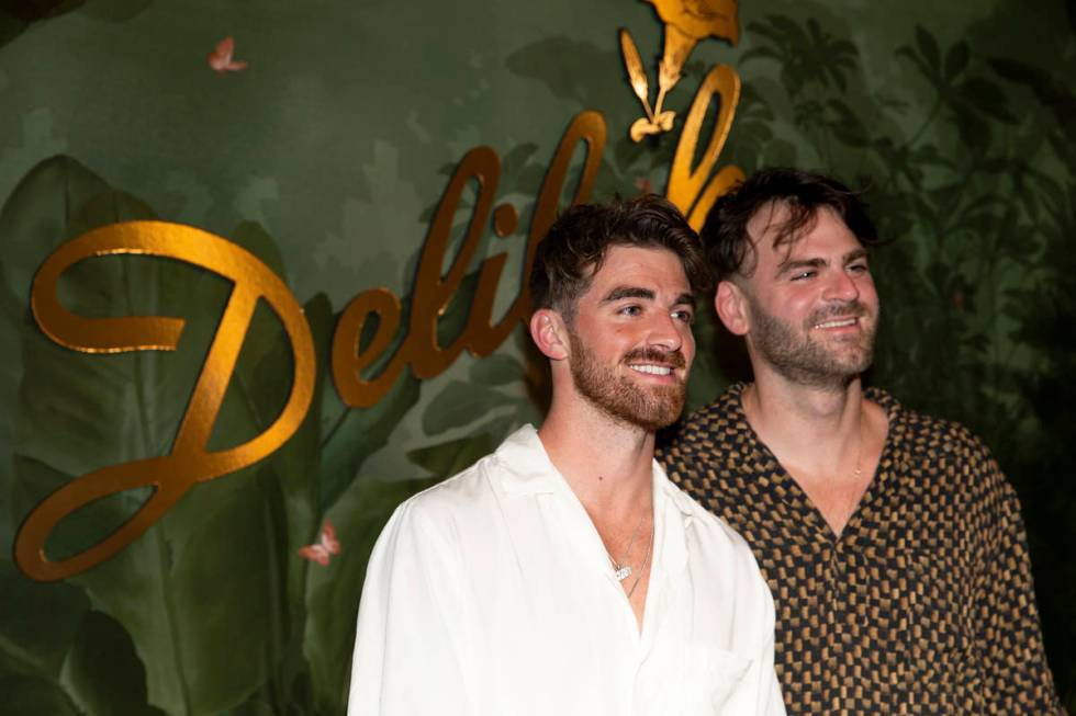 Andrew Taggart, left, and Alex Pall, members of electronic duo The Chainsmokers, pose for photo ...