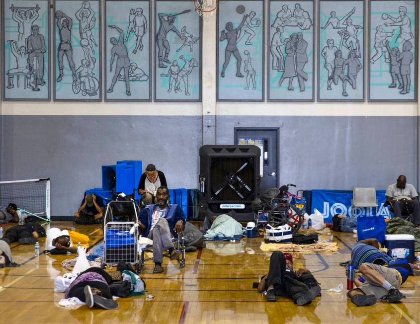 Clients sleep on the floor at Dula Community Center, on Monday, July 12, 2021, in Las Vegas. Th ...