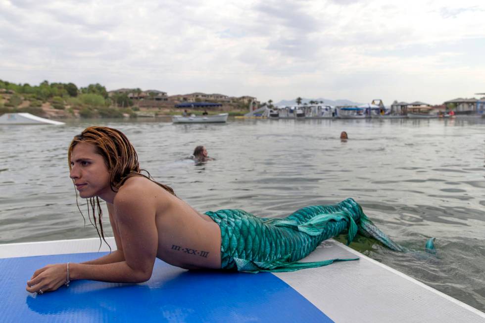 The Traveling Merman participates in a mermaid event at Lake Las Vegas on Saturday, June 19, 20 ...