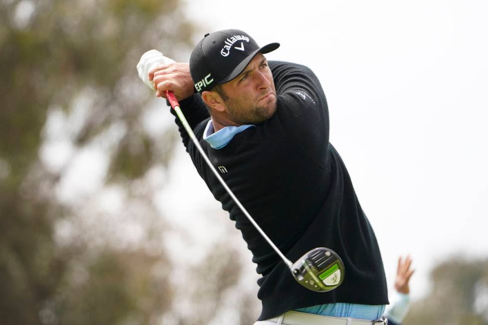 Jon Rahm, of Spain, watches his shot during the second round of the U.S. Open Golf Championship ...