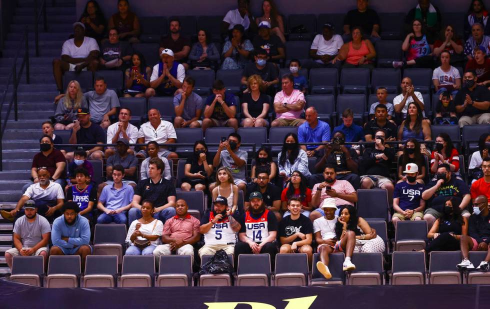 Basketball fans during the second half of an exhibition basketball game between USA and Austral ...