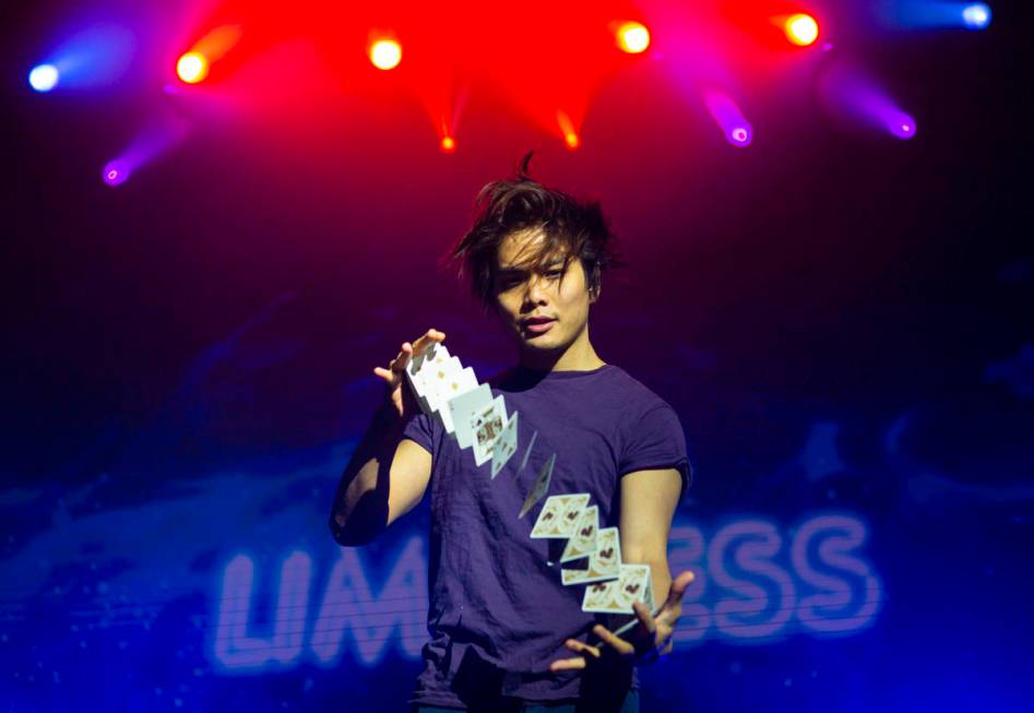 Illusionist Shin Lim poses for a portrait onstage ahead of the reopening of his show, "Lim ...