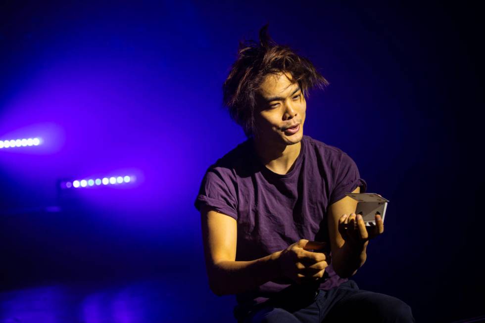 Illusionist Shin Lim performs tricks onstage ahead of the reopening of his show, “Limitl ...