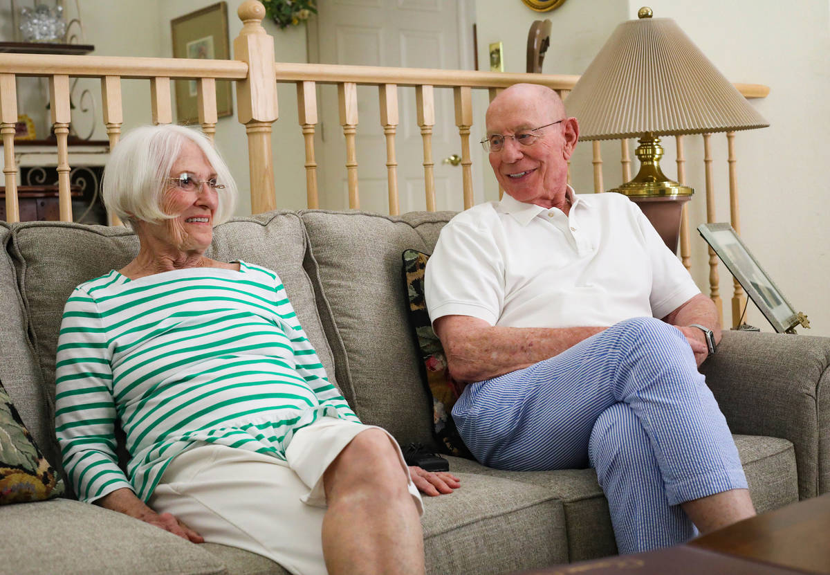 Judy Robinson and her husband Gary Robinson speak to the Review-Journal at their home in Las Ve ...