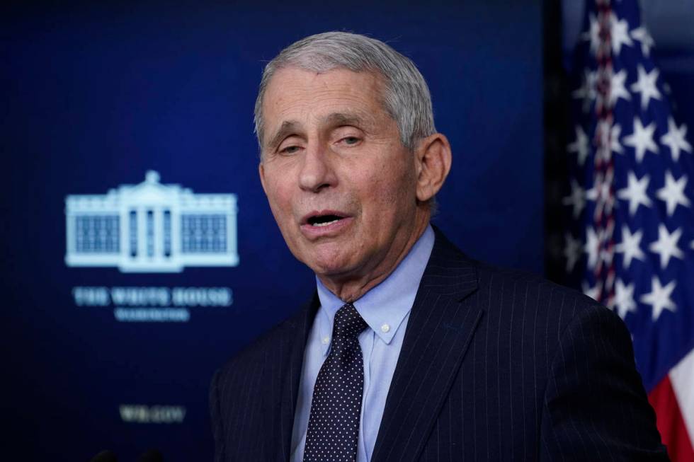 In this Jan. 21, 2021, photo, Dr. Anthony Fauci, director of the National Institute of Allergy ...