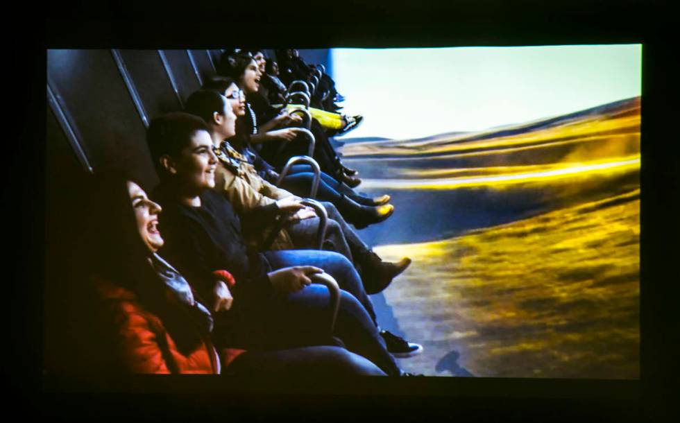 An image from a teaser video during the FlyOver "Flight Ride Experience" media tour l ...