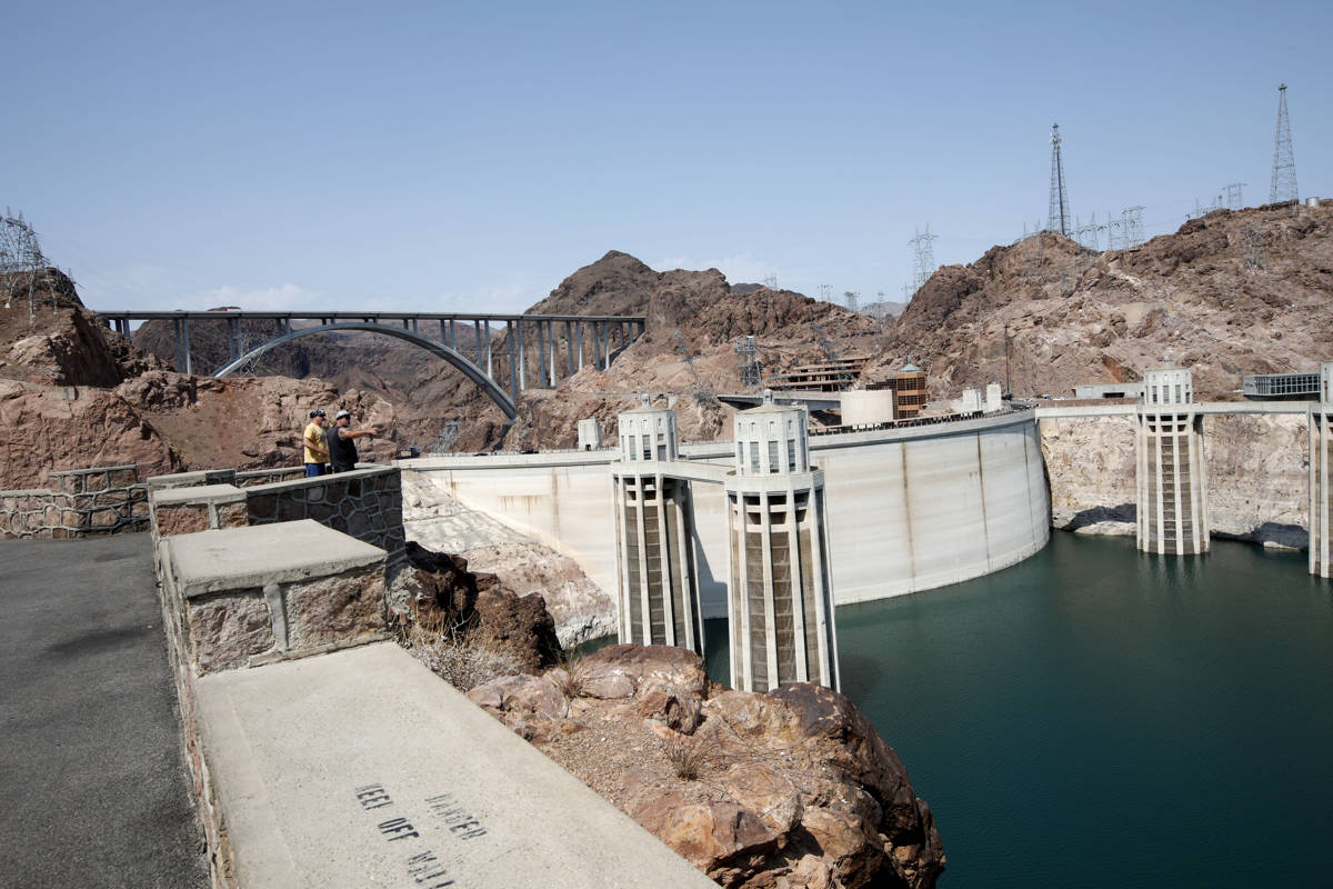 The Hoover Dam is seen from the Arizona side, Thursday, July 15, 2021. (Chitose Suzuki / Las Ve ...
