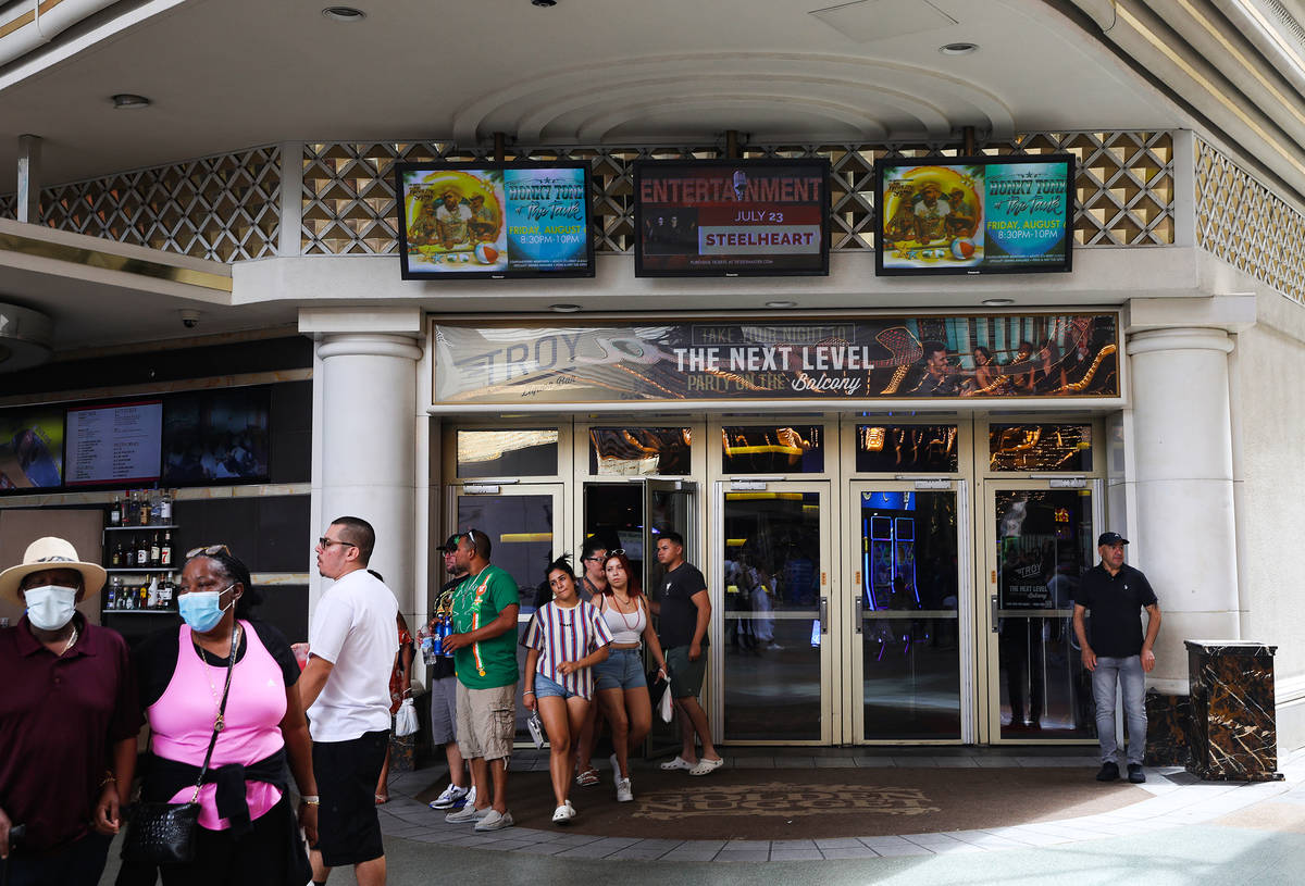 An entrance to the Golden Nugget in Las Vegas Sunday, July 18, 2021. (Rachel Aston/Las Vegas Re ...