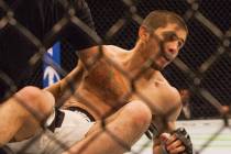 UFC fighter Islam Makhachev, is being help by the UFC medical staff in round-1 during the UFC 1 ...