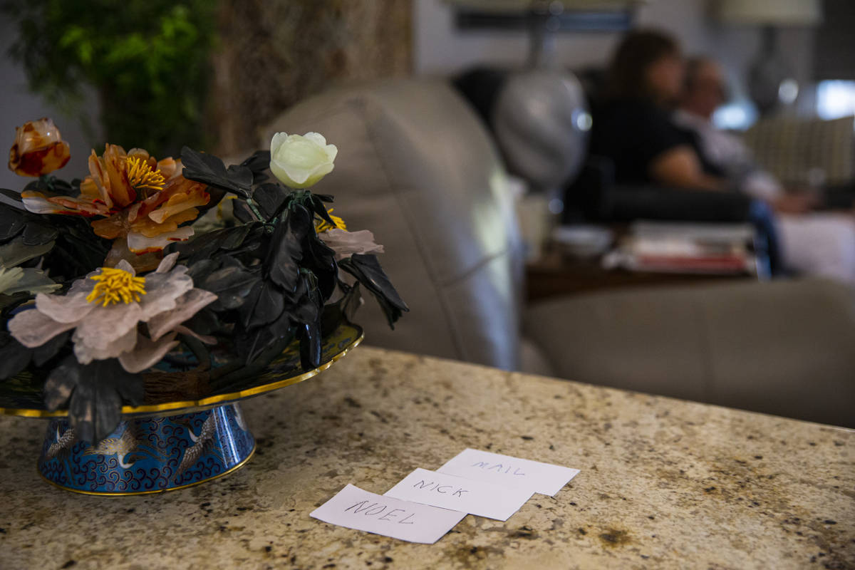 Notecards are seen near the entrance to the home of Donna Peterson and Byron Peterson, in Sun C ...
