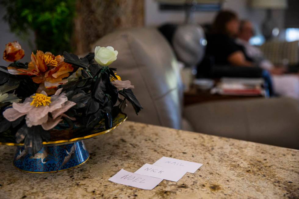 Notecards are seen near the entrance to the home of Donna Peterson and Byron Peterson, in Sun C ...