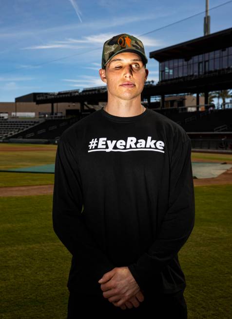 San Francisco Giants' Drew Robinson poses for a portrait after batting practice at the Las Vega ...