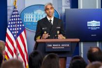 FILE - In this Thursday, July 15, 2021 file photo, Surgeon General Dr. Vivek Murthy speaks duri ...