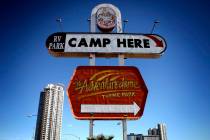 The Circus Circus RV Park sign at Sahara Avenue and Las Vegas Boulevard is seen in this Oct. 27 ...