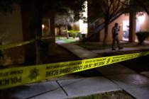 Las Vegas police investigate a shooting at an apartment complex at 2720 West Serene Avenue on W ...