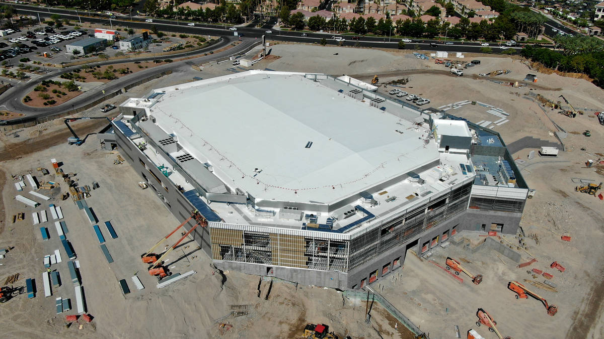 Aerial view of the Dollar Loan Center in Henderson, home to the Silver Knights hockey team, on ...