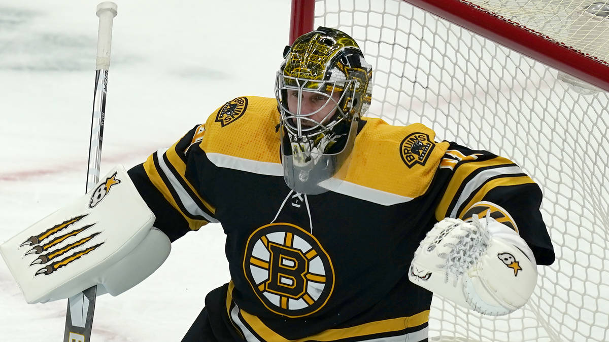 Boston Bruins goaltender Jaroslav Halak (41) during an NHL hockey game against the Pittsburgh P ...