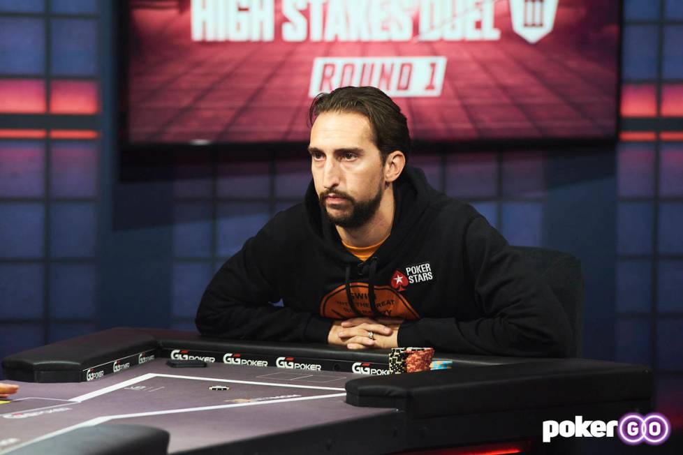 Nick Wright plays on "High Stakes Duel" on Wednesday, July 28, 2021, at the PokerGO studio by t ...