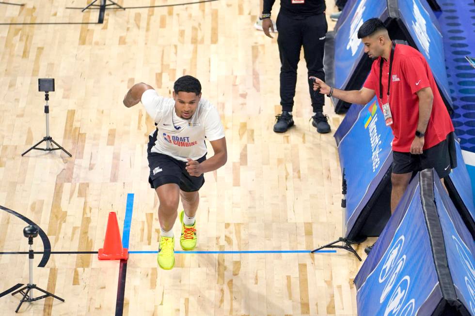 Daishen Nix participates in the NBA Draft Combine at Wintrust Arena Tuesday, June 22, 2021, in ...