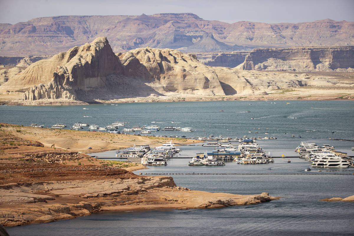 A view of the Wahweap Marina at Lake Powell in the Glen Canyon National Recreation Area on Tues ...