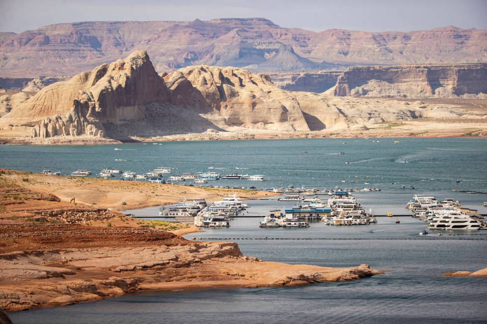 A view of the Wahweap Marina at Lake Powell in the Glen Canyon National Recreation Area on Tues ...