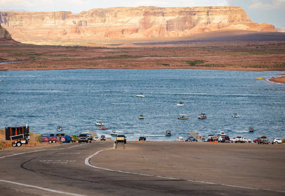 A view of the Wahweap main launch ramp at Lake Powell in the Glen Canyon National Recreation Ar ...