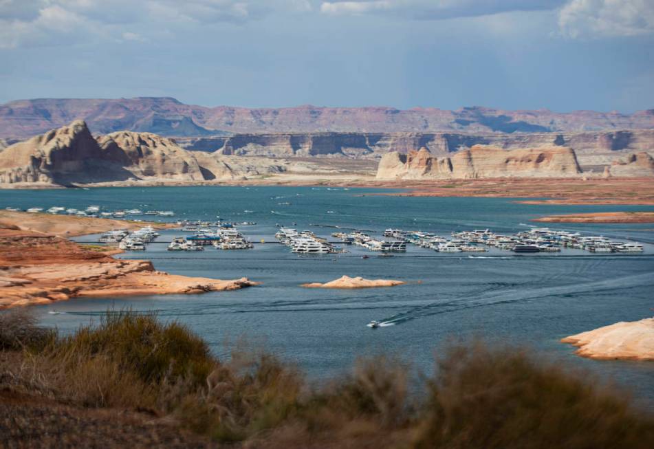 A view of the Wahweap Marina at Lake Powell in the Glen Canyon National Recreation Area on Tues ...