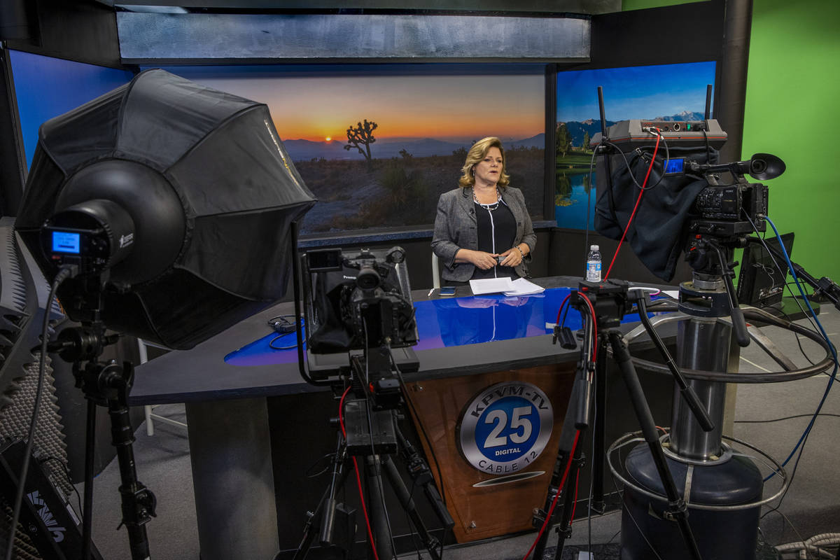 KPVM 25 News Director/Anchor Deanna O'Donnell records her daily broadcast, the station is the s ...