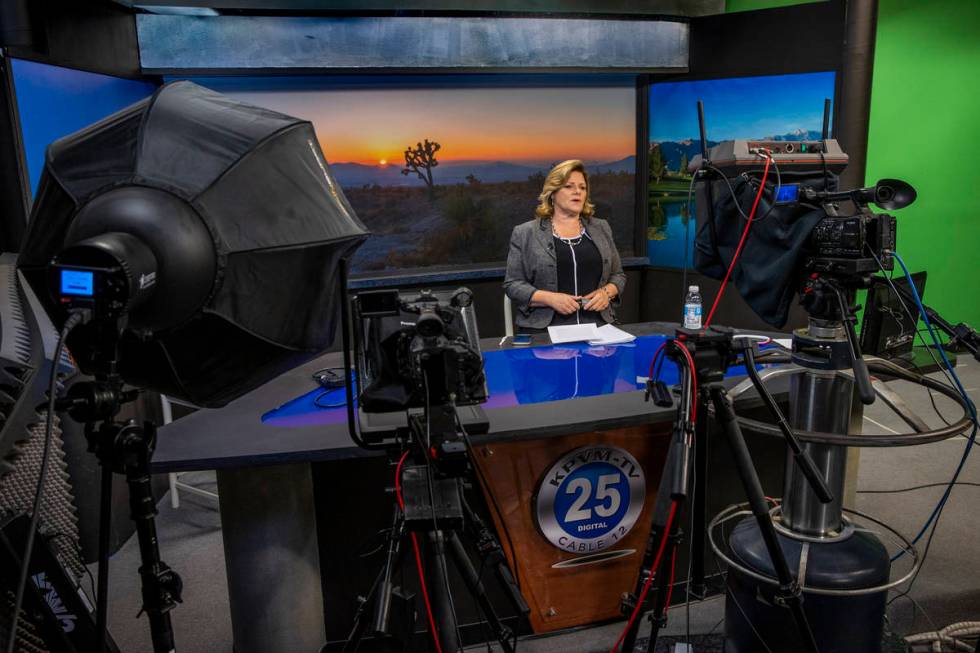 KPVM 25 News Director/Anchor Deanna O'Donnell records her daily broadcast, the station is the s ...