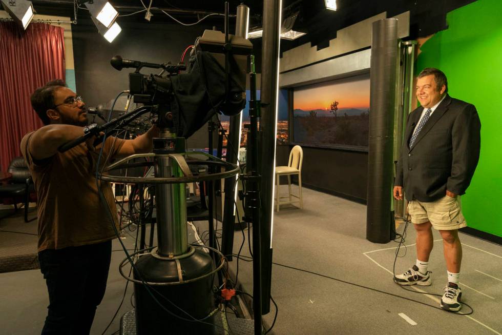 John Kohler records a weather segment during a scene from the HBO docuseries “Small Town News ...