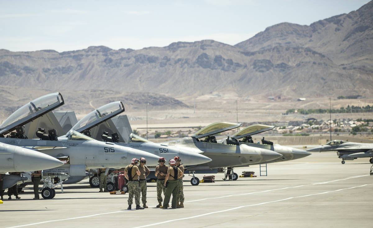 Nellis Air Force Base hosting a RED FLAG exercise on Thursday, July 29, 2021, in Las Vegas. (L ...