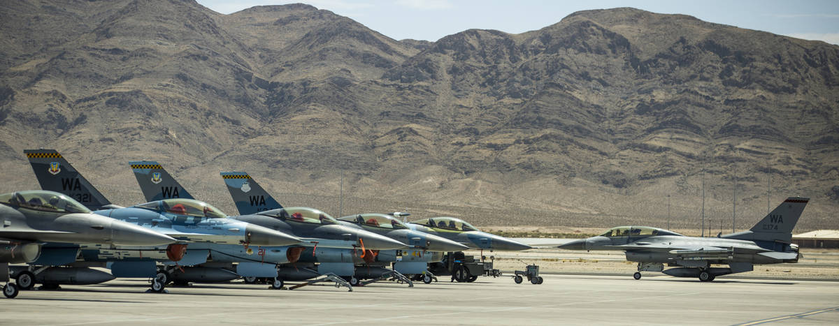 Painted F-16 fighter jets are prepared to be the ÒaggressorsÓ as a Òfriendly&#xd ...
