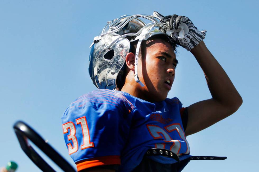 Bishop Gorman's strong safety Kodi Decambra (31) during practice at Bishop Gorman High School i ...