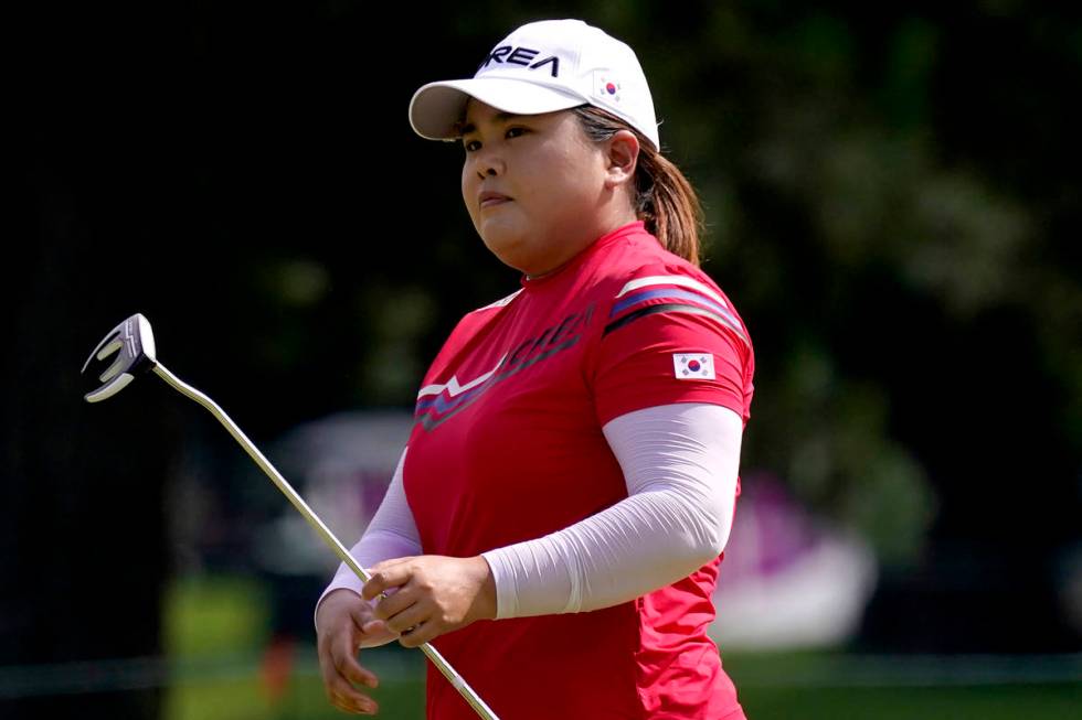 Inbee Park, of South Korea, hits on the second green during the second round of the women's gol ...