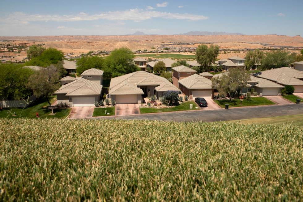 A Mesquite housing community near a golf course as seen on June 3, 2021. The desert town locate ...