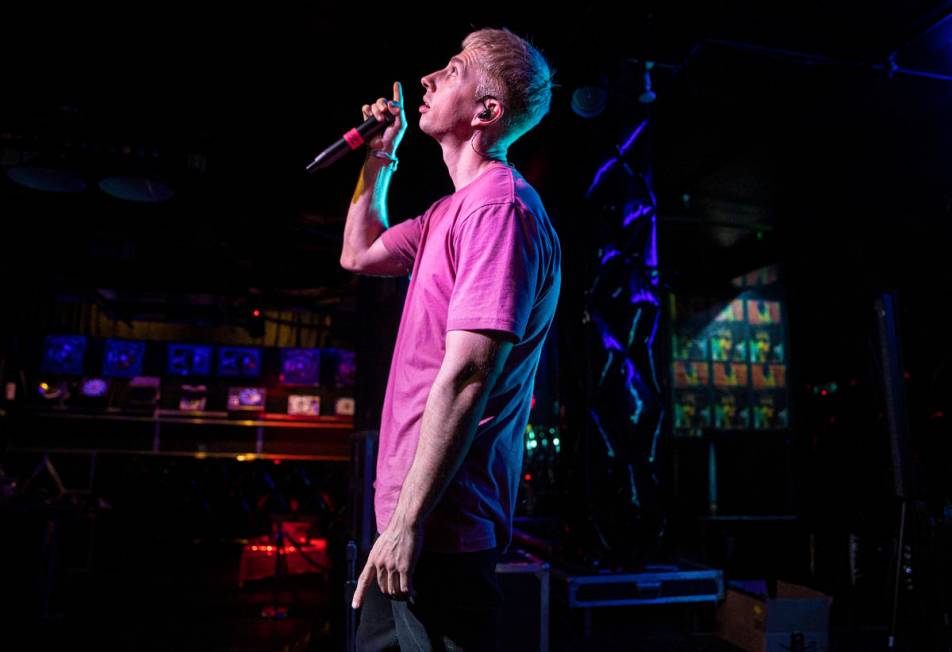 Las Vegas rapper Ekoh, who’s real name is Jeff Thompson, rehearses at Backstage Bar &amp ...