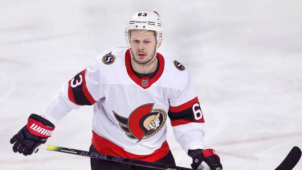 Ottawa Senators player Evgenii Dadonov, from Russia, during an NHL hockey game, Monday, April 1 ...