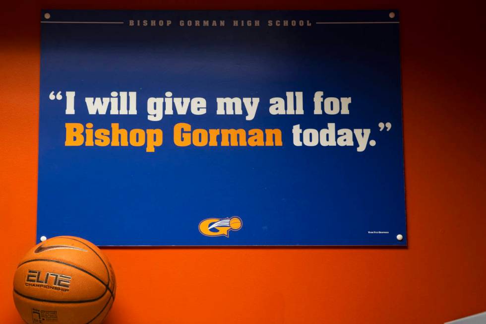 The Bishop Gorman boys basketball locker room on Monday, Aug. 9, 2021, at Bishop Gorman High Sc ...