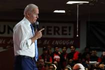 Joe Biden speaks during a town hall event. (Bizuayehu Tesfaye/Las Vegas Review-Journal) @bizute ...