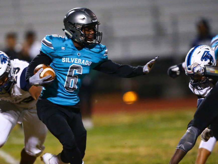 Silverado's John Agounke (6) runs the ball against Foothill during the first half of a 4A Deser ...