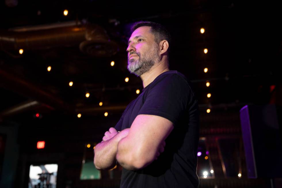 Bar manager Carlos Sanchez poses for a portrait at The Usual Place music venue in Las Vegas, Fr ...