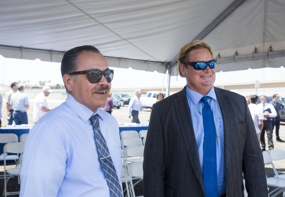 The Nevada Department of Transportation director Rudy Malfabon, left, and NDOT spokesman Tony I ...