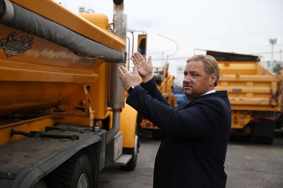 Tony Illia of NDOT talks about their multi-purpose trucks at NDOT, 123 E. Washington Avenue, in ...